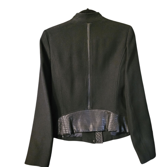 VINCE black cotton knit jacket with genuine leather trim - M. 047 - Picture 6 of 10